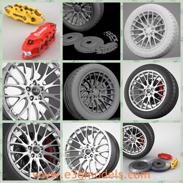 3d model the wheels for different cars - This is a 3d model of the wheels for different ,which is alloyed and made with high quality.The model is suitable for high resolution renders- only Vray materials.