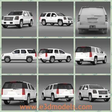 3d model the  white car of GMC - This is a 3d model of the white car of GMC,which  was made in 2008 and is created in real size. This model is created in Autodesc Maya 2012.If necessary, the product is easy to change or modify.