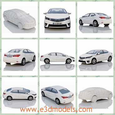 3d model the white Toyota car - This is a 3d model of the white Toyota car,which is the EU version of the car.The car was made in 2013 and it is very popular in the world.