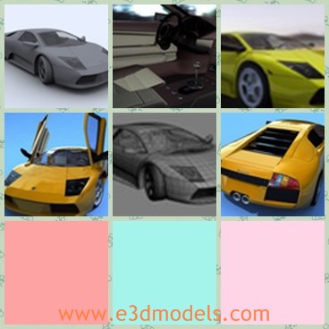 3d model the yellow bamborghini - This is a 3d model of the Lamborghini murcielago with materials and textures.The model is luxury and made in details.