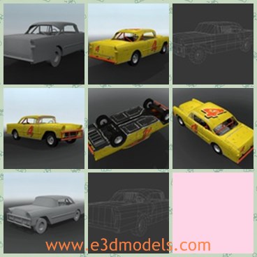 3d model the yellow car - This is a 3d model of the yellow car,which is small and old.The car is made with four doors,which is is a 1024x1024 dds file with a spec map .