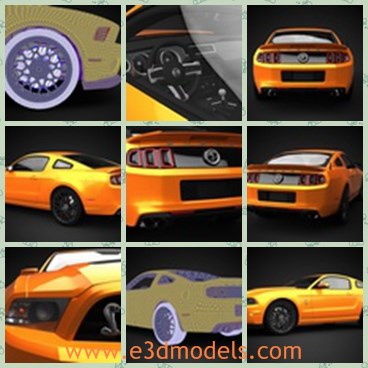 3d model the yellow car of shelby - This is a 3d model of the yellow car of Shelby,which is a high quality model of the brand.The model is a sports car.