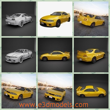 3d model the yellow Nissan - This is a 3d model of the yellow Nissan,which is small and fast.The car is famous in the world.