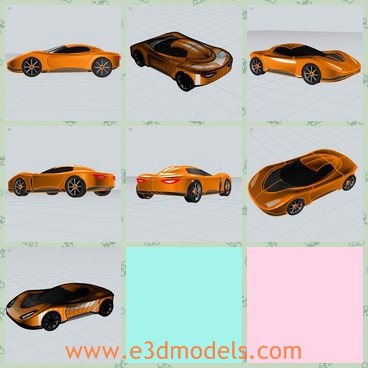 3d model the yellow sports car - This is a 3d model of the yellow sports car,which is modern and printable.The model includes closed main carbody surface, wheels and wheel axels.