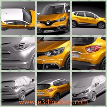 3d model the yellow SUV - This is a 3d model of the yellow SUV,which is new and made with good quality.The model is famous in France.