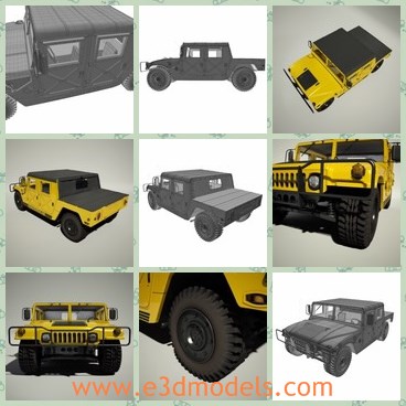 3d model the yellow vehicle - This is a 3d model of the yellow vehicle,which is old and antique.The model is textured and detailed.