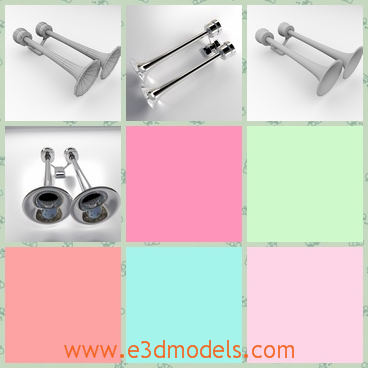 3d model trumpet as a musical instrument - This is a 3d model of a trumpet,which is a kind of musical instrument.THe airhorn is produced in two parts that are linked together.