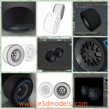 3d models of a Formula 1 tyre - These are 3d models of a Formular 1 tyre which has thick black texture and it is very solid.This is a 3D low poly model which is designed to provide a high definition in a low poly.