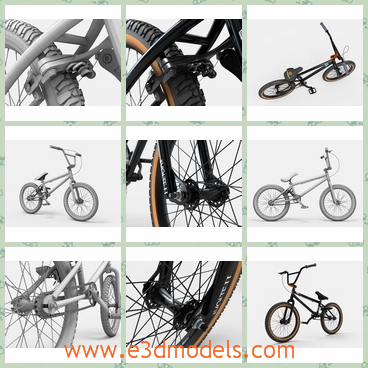 3d models of Kink Kicker BMX bike - These are fully detailed, textured models about a Kink Kicker BMX bike  which has black tyres and a concise structure. They are etailed enough for close-up renders.