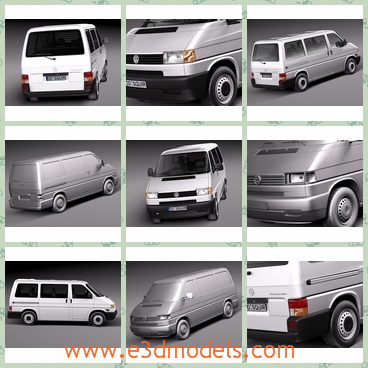 3d models of Volkswagen T4 Mulitivian Eurovan - These 3d models are about a Volkswagen T4 Mulitivian Eurovan. This van has a large body which is painted white. The car can carry many people.