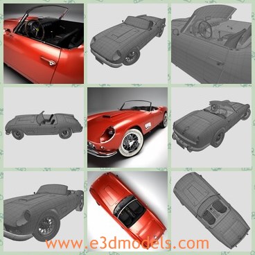 3d modelthe sports car made in Italy - THis is a 3d model of the sports car made in Italy,which is luxury and classic.The car was popular in 1957.