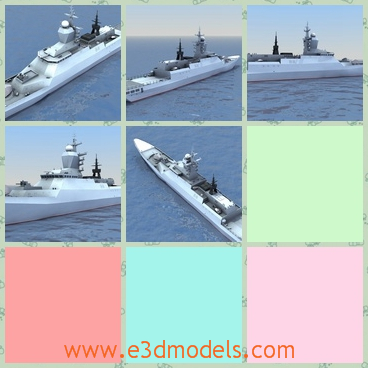 3d model of Steregushchiy navy corvette - This 3d model is about a famous Russian military ship which has a long and narrow body. On it we can see many advanced equipments.