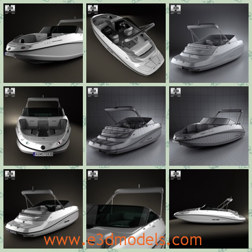 3d model the boat in the sea - This is a 3d model of the bost in the sea,which is modern and has a open roof.The model is made in 2012 and it is actually a motorboat.
