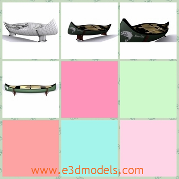 3d model the canoe with oars - This is a 3d model of the canoe with oars on it,which is the small boat in the river and the body was made with wood materials.