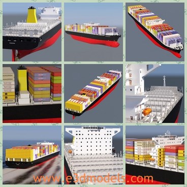3d model the container ship - This is a 3d model of the container ship,which is a ficitonal twin island container ship.The model is large and made for delivering.