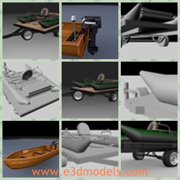 3d model the fishing boat - This is a 3d model of the fishing boat,which is modern and convenient.The model contains the oar,the paddles and rafts.