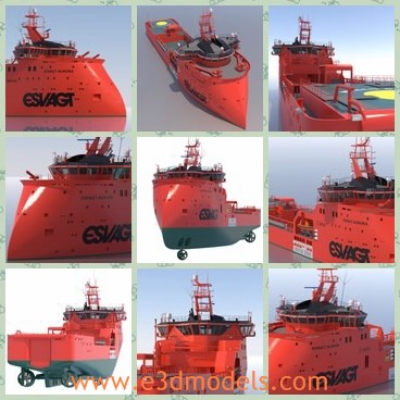 3d model the red vessel - This is a 3d model of the red vessel,which is made for commercial purpose.The ship is detailed and made with wheels.