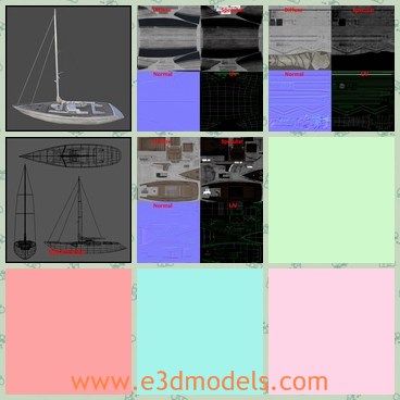 3d model the sailboat - This is a 3d model about the sailboat,which is modern and easy to handle.The boat is the popular one in daily use.