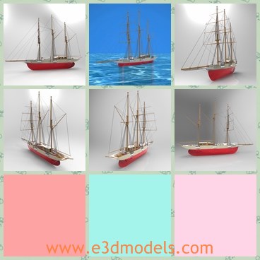 3d model the sailing ship - This is a 3d model of the sailing ship,which is the modern and popular type in the world.The model is made in Germany.