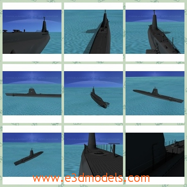 3d model the ship in the ocean - This is a 3d model of the ship in the ocean.The model is modern and huge.The submarines served in WWII after 1942 and were successful in combat.