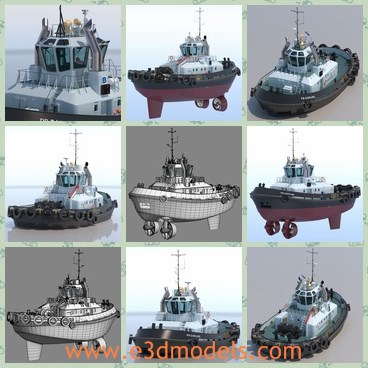 3d model the tugboat with wheels - THis is a 3d model of the tugboat with wheels,which is small and created with high quality.