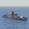 3d model a missile boat on the sea