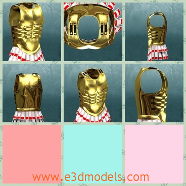 3d model a chestplate with shining materials - This is a 3d model about a shining chestplate,which shows the muscles of the stomache.The model is originated in ancient Greek.
