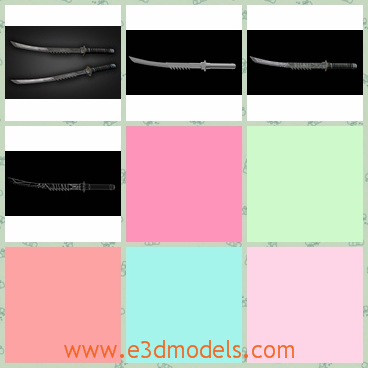 3d model a little curved sword - This is a 3d model about a sword that is a little curved.The model is inspired by the samurai of Japan.
