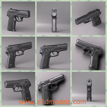 3d model a pistol in black - This is a 3d model of a black pistol with high quailty,which is used in military.The design is convenient and easy to carry.