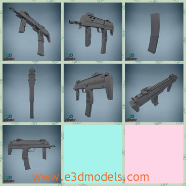3d model of Mp 7 - This 3d model is about a Germany gun which is very long and heavy. It has a long and narrow barrel.