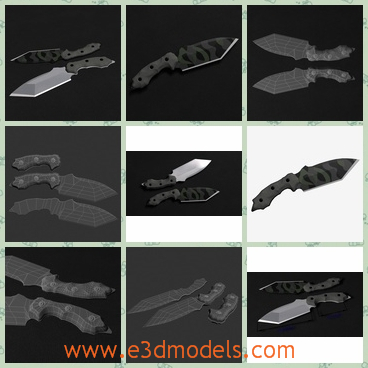 3d model of tactical knives - This a 3d model which is about two tactical knives.  These knives are based on &quotAmerican Kami Mini UUK" by Laci Szabo.