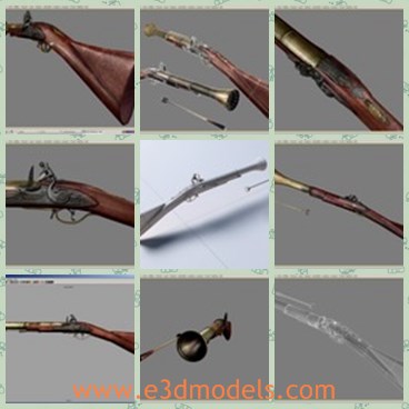 3d model the antique musket - This is a 3d model of the antique musket,which is long and created with a wooden handle.The gun is common but powerful.