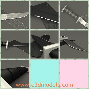 3d model the army knife - This is a 3d model of the army knife,which is sharp and scabbard.The model is made with a leather cover and a steel handle.