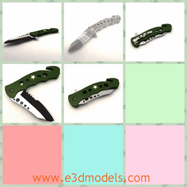 3d model the army knife - This is a 3d model of the army knife,which is green and can be used as both the weapon and the tool.
