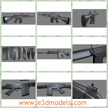 3d model the assault rifle - This is a 3d model of the assault rifle,which is long and outdated.The parts are modeled as separate geometry.