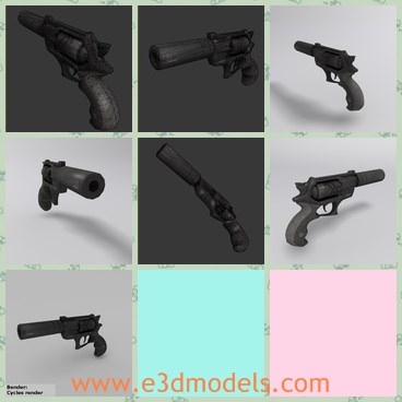 3d model the black gun - This is a 3d model of the black gun,which has a long shot mouth.The pistol has a sharp trigger and the gun is famous in many countries.