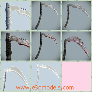 3d model the bloody and old scythe - This is a 3d model of the bloody and old scythe,which is the powerful weapon in the ancient time.The model is the general tool in the farm.
