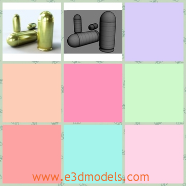 3d model the bullet - This is a 3d model of the bullet,which is the brass materials.The model is new and powerful in real battles.
