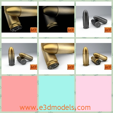 3d model the bullet in the cartridge - This is a 3d model of the bullet,which is new and modern.The model is the necessary part of ammunition.