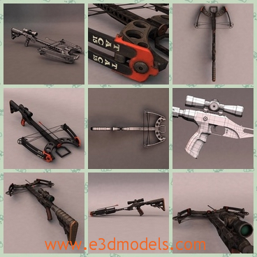 3d model the crossbow as a weapon - This is a 3d model of the crossbow as a weapon,which is large and modern and equiped with the arrow.