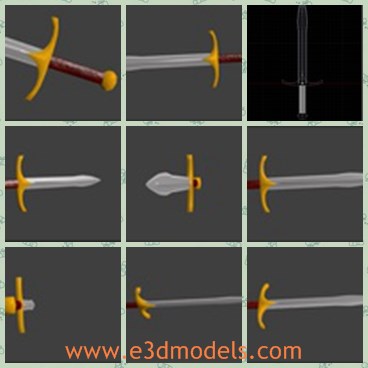 3d model the dagger with a handle - This is a 3d model of the dagger with a handle,which is small but sharp.The model has two metal textures for the blade and a gold metal texture for the hilt along with a leather texture.