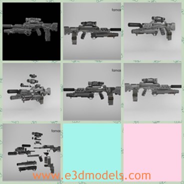 3d model the famas - This is a 3d model of the famas,which is the gun with complex structures.The model is a sharp weapon.