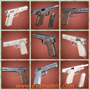 3d model the gun - This is a 3d model of the gun in big shape,which is brown and powerful.The gun is the common weapon in military.