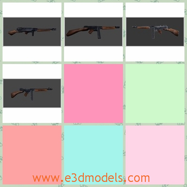 3d model the gun with a long handle - This is a 3d model of the gun with a long handle,which is common as a weapon.The model is made in 1920 by its American designer, General John T. Thompson. The weapon became famous during the U.S.