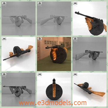 3d model the gun with a round base - This is a 3d model of the gun with a round base,which is large and dangerous.The gun is long and not easy to carry.