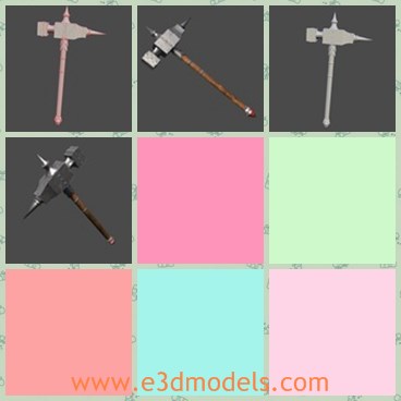 3d model the hammer with the wooden handle - This is a 3d model of the hammer with the wooden handle,which is common and sharp in the real life.