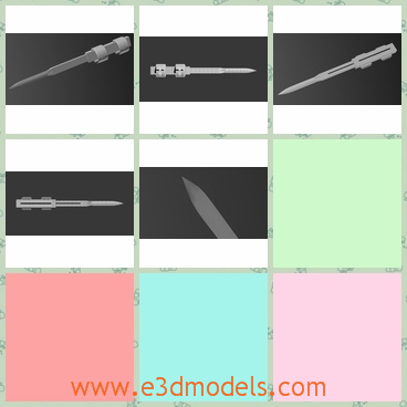 3d model the knife as a weapon - This is a 3d model of the knife as a weapon,which is the hidden type.The model can be use in your game. Hidden blade is separated in 3 pieces and you can attach it together.