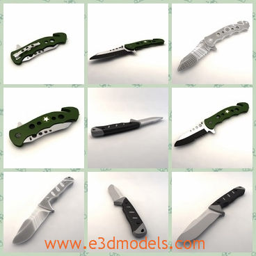 3d model the knives - This is a 3d model of the knives,which are the army set.They are very dangerous if one cannot handle is carefully.The model is the sharp weapon.