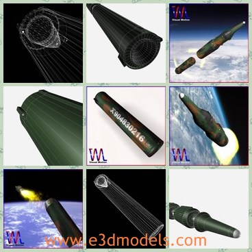 3d model the missile - This is a 3d model about the missile,which is created in the North Korea.The model is the nuclear weapon in the world.