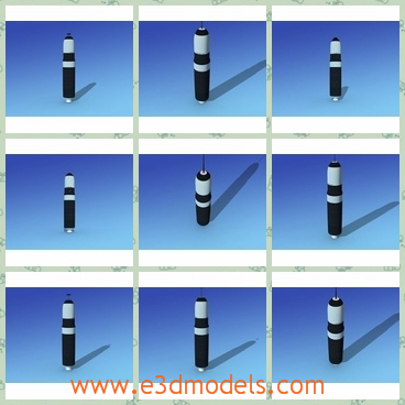3d model the missile in black - This is a 3d model of the missile in black,which reduces its frontal drag with the use of an aero spike mounted on a telescoping rod coming out of the nose.